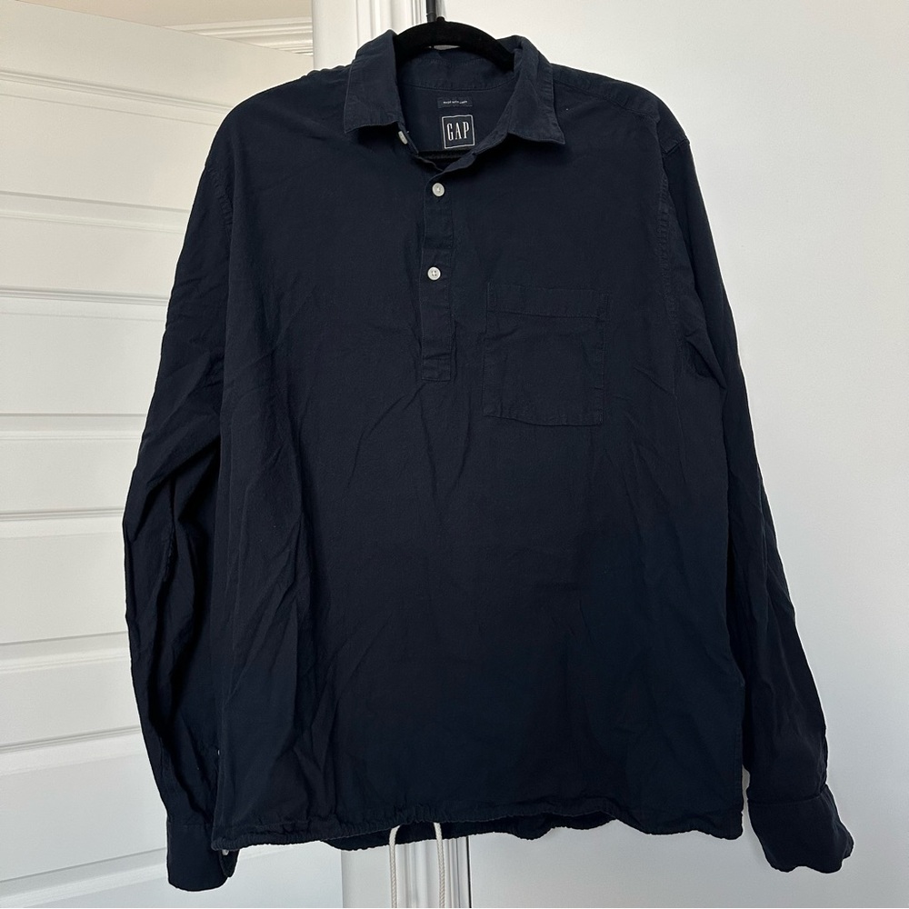 GAP Men's Dark Blue Linen Blend Shirt Size Large